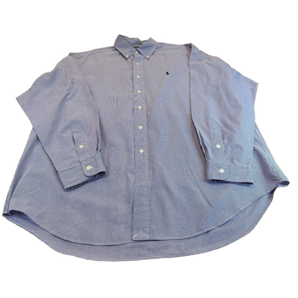 Ralph Lauren Button Down Shirt Mens Blue Blake Two-Ply Cotton Size XL